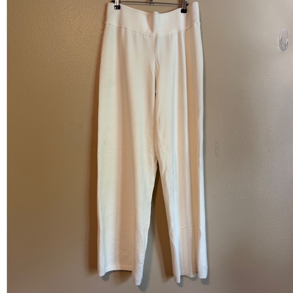Garage Chenille Low Rise Pant Tofu Cream Wide Leg Knit Lounge  M NEW